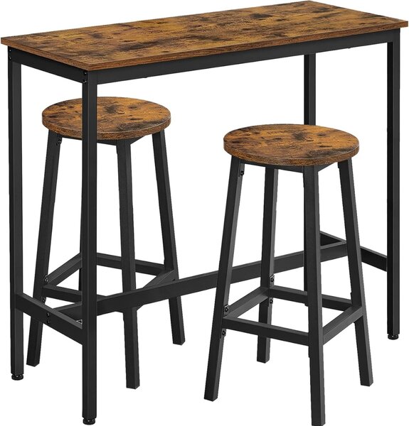 Set masa de bar si 2 scaune de bar Vasagle Maro, 40 x 100 x 90 cm