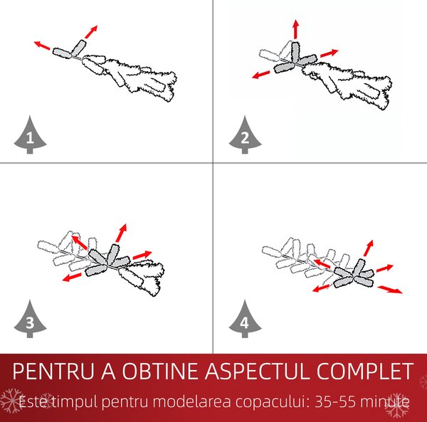 Brad de Crăciun 180 cm con 930 Ramuri Împodobit, Alb, Decoratiune de Craciun de sarbatori HOMCOM | Aosom Romania