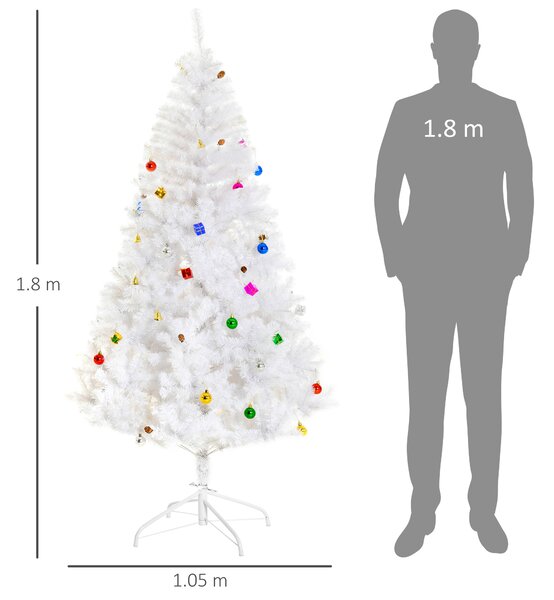 Brad de Crăciun 180 cm con 930 Ramuri Împodobit, Alb, Decoratiune de Craciun de sarbatori HOMCOM | Aosom Romania