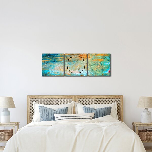 Tablou - Abstract albastru (cu ceas) (90x30 cm)