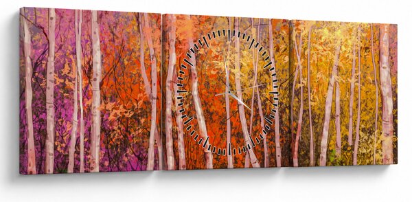 Tablou - Pădurea colorată (cu ceas) (90x30 cm)