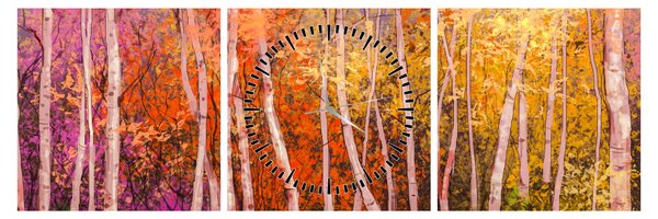 Tablou - Pădurea colorată (cu ceas) (90x30 cm)