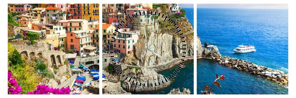 Tablou - Satul italian Manarola (cu ceas) (90x30 cm)