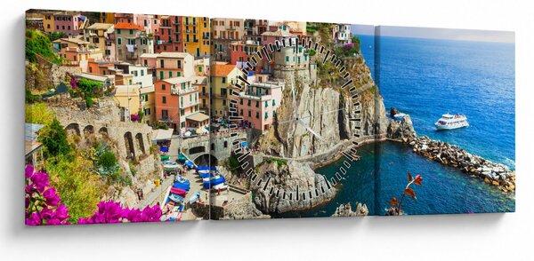 Tablou - Satul italian Manarola (cu ceas) (90x30 cm)