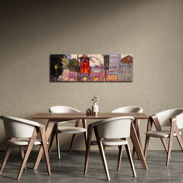 Tablou - Moulin rouge, Paris, Franța (cu ceas) (90x30 cm)