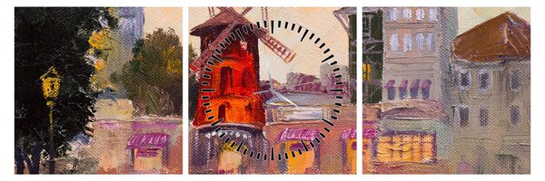 Tablou - Moulin rouge, Paris, Franța (cu ceas) (90x30 cm)