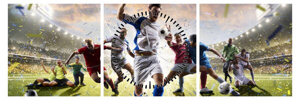 Tablou - Fotbal (cu ceas) (90x30 cm)