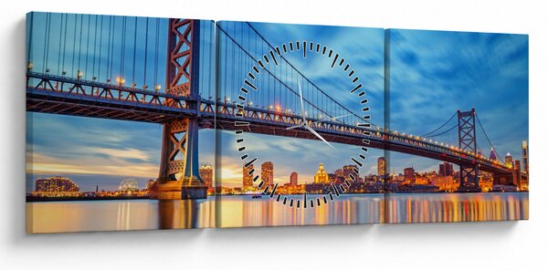 Tablou - Podul Benjamin Franklin, Philadelphia (cu ceas) (90x30 cm)