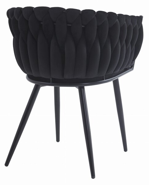 Fotoliu de masa ORION VELVET din catifea cu picioare negre, negru