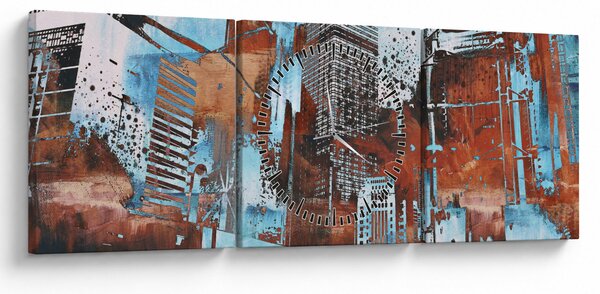 Tablou - Zgârie-nori (cu ceas) (90x30 cm)