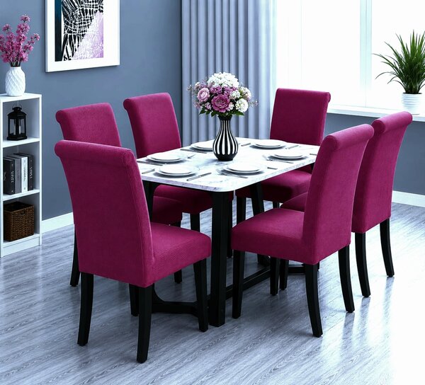 Set 6 huse elastice pentru scaune culoare Siclam