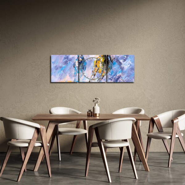 Tablou - Caii alergând, pictură în ulei (cu ceas) (90x30 cm)