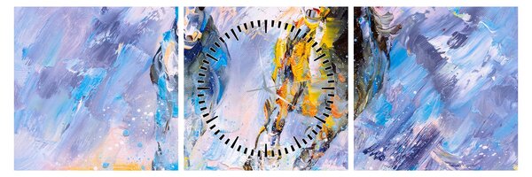Tablou - Caii alergând, pictură în ulei (cu ceas) (90x30 cm)