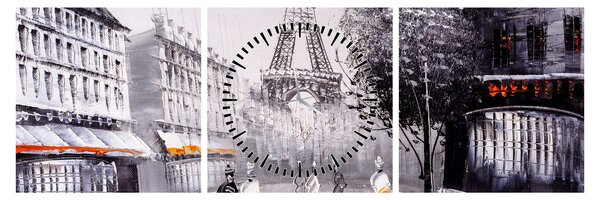 Tablou - Pictură în ulei, Paris (cu ceas) (90x30 cm)