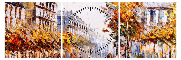 Tablou - Strada din Paris (cu ceas) (90x30 cm)