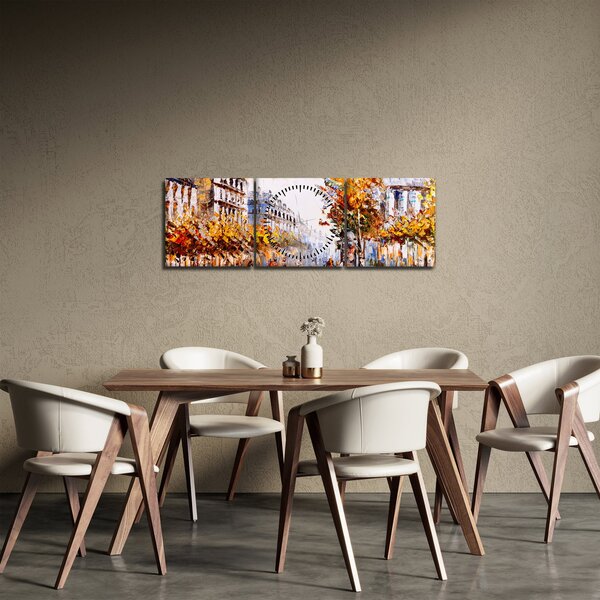 Tablou - Strada din Paris (cu ceas) (90x30 cm)