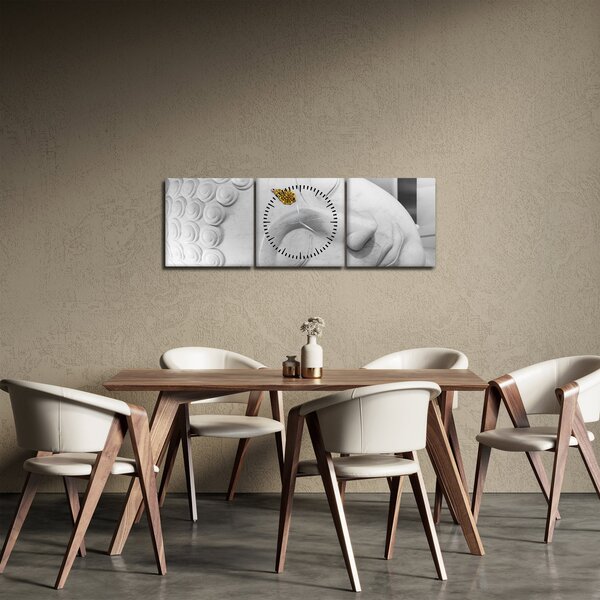 Tablou - Buddha alb (cu ceas) (90x30 cm)