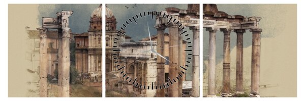 Tablou - Forumul Roman, Roma, Italia (cu ceas) (90x30 cm)