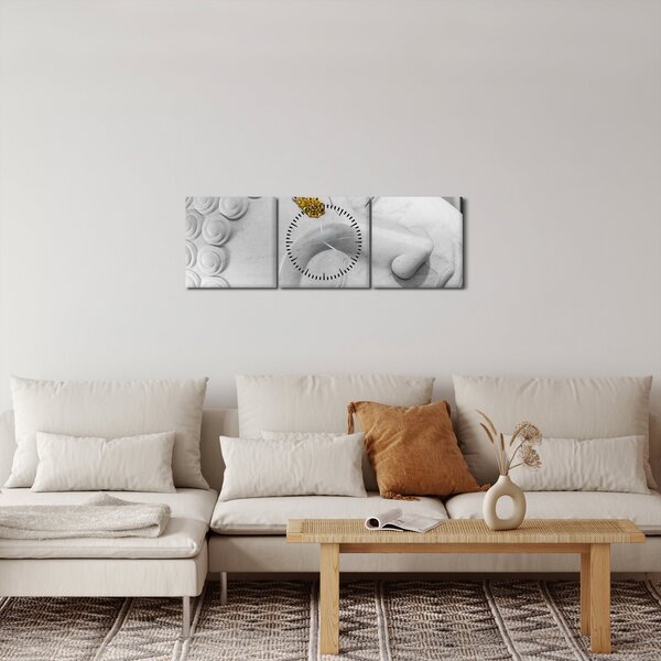Tablou - Buddha alb (cu ceas) (90x30 cm)
