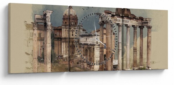Tablou - Forumul Roman, Roma, Italia (cu ceas) (90x30 cm)
