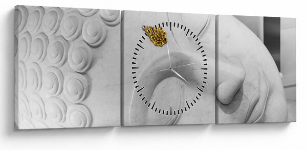 Tablou - Buddha alb (cu ceas) (90x30 cm)