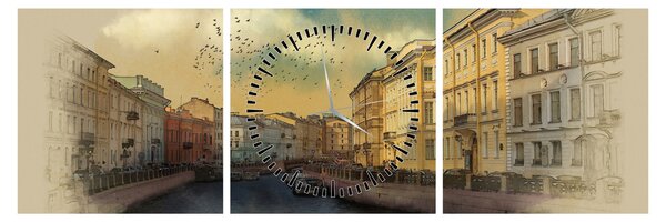 Tablou - Râul Moyka, Sankt Petersburg, Rusia (cu ceas) (90x30 cm)