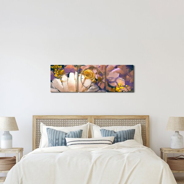 Tablou - Flori (cu ceas) (90x30 cm)