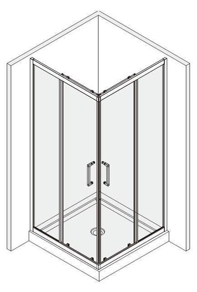 Cabina de dus Fluminia, Hector black, 90 x 90 cm, patrata, negru
