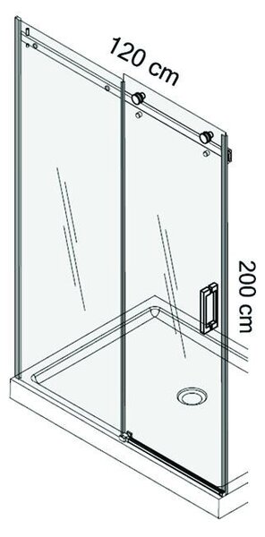 Cabina de dus Fluminia, Paloma, 120 x 90, cu usa culisanta si perete lateral fix