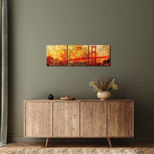 Tablou - Golden Gate, SanFrancisco, California (cu ceas) (90x30 cm)