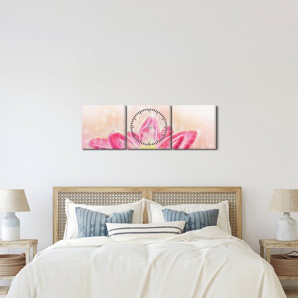 Tablou - Floare de lotus (cu ceas) (90x30 cm)
