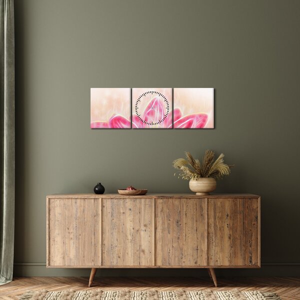 Tablou - Floare de lotus (cu ceas) (90x30 cm)