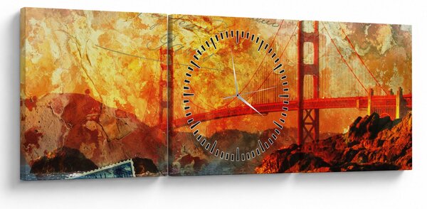 Tablou - Golden Gate, SanFrancisco, California (cu ceas) (90x30 cm)