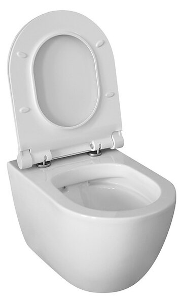 Set complet vas WC suspendat Fluminia Minerva Alb cu rezervor Alca si clapeta alb si auriu