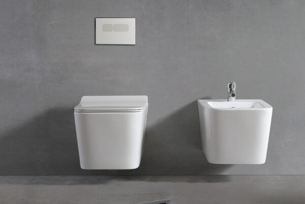 Set vas wc si bideu suspendat, Fluminia, Paris, Alb