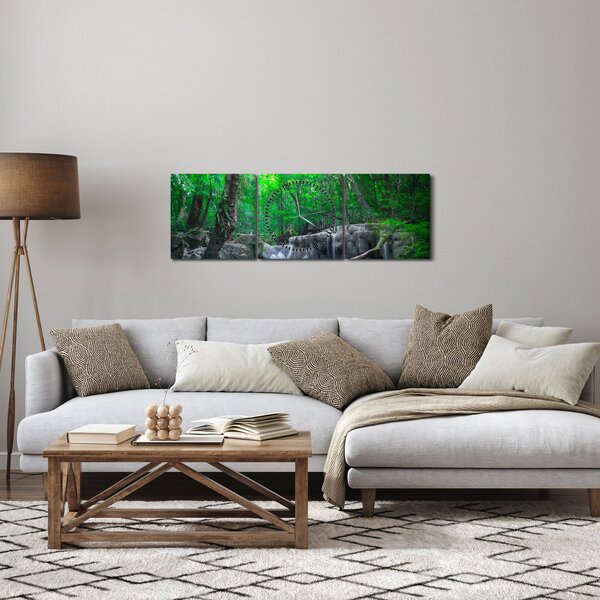 Tablou - Cascada Erawan, Kanchanaburi, Thailanda (cu ceas) (90x30 cm)