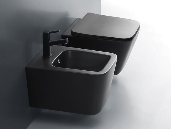 Set vas WC si bideu suspendat, Fluminia, Paris, Negru