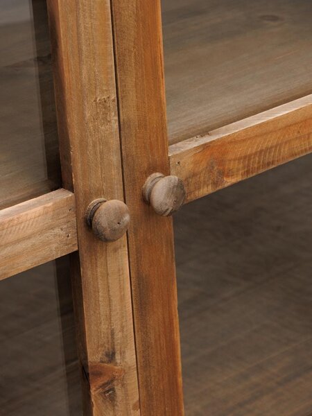 Bufet din lemn masiv si sticla, cu aspect rustic, Laval