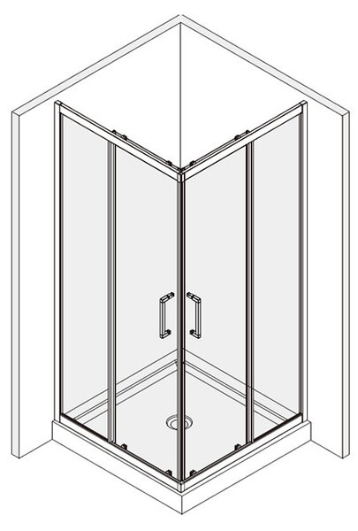 Cabina de dus Fluminia, Hector N, patrata 80 x 80 cm, crom