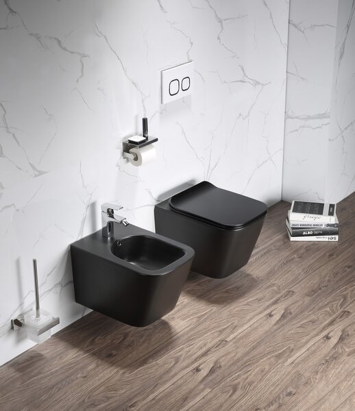 Set vas WC si bideu suspendat, Fluminia, Paris, Negru