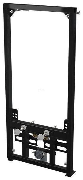 Set complet vas WC si bideu suspendat, Fluminia, Minerva, negru, cu rezervor, cadru si clapeta Alca negru mat