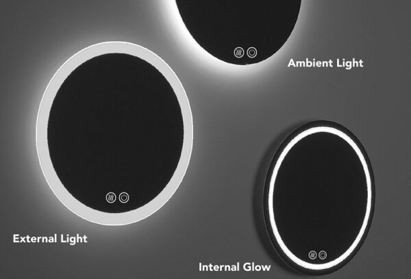 Oglindă, Fluminia, Calatrava Ambient 90, rotundă, cu iluminare LED și dezaburire, diametru = 90 cm