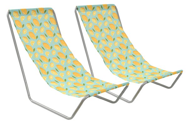Set 2 bucati sezlonguri de plaja pliabile SAND LEMON, colorate