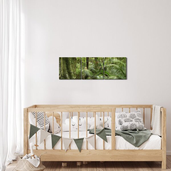 Tablou - Pădure tropicală (cu ceas) (90x30 cm)