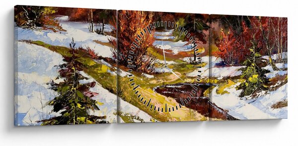 Tablou - Sosirea primăverii (cu ceas) (90x30 cm)
