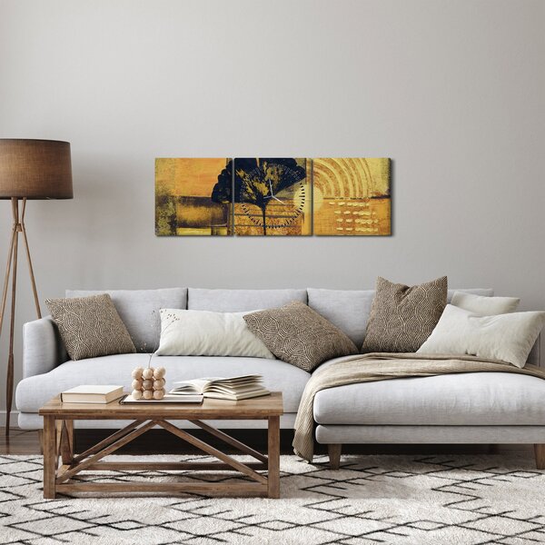 Tablou - Frunza ginkgo (cu ceas) (90x30 cm)