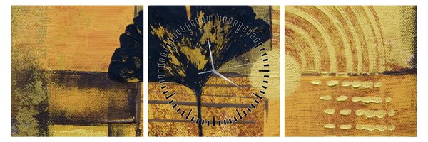 Tablou - Frunza ginkgo (cu ceas) (90x30 cm)