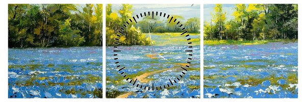 Tablou - Drum de câmp, pictură în ulei (cu ceas) (90x30 cm)
