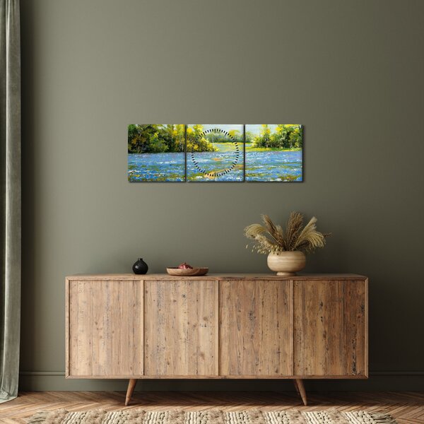 Tablou - Drum de câmp, pictură în ulei (cu ceas) (90x30 cm)