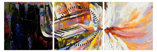 Tablou - Femeia cântând la pian (cu ceas) (90x30 cm)